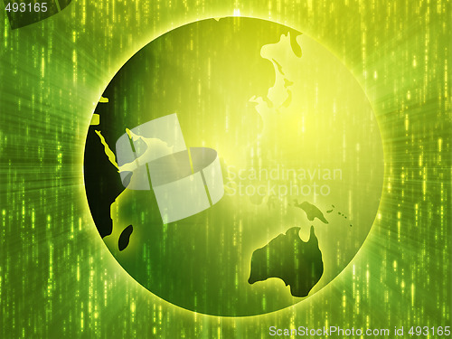 Image of Map of Asia on globe  illustration