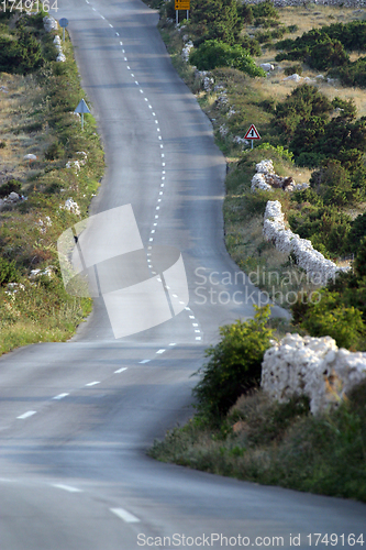 Image of Asphalt winding road, Island of Pag, Croatia