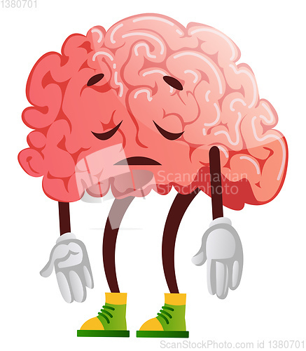 Image of Brain is sad, illustration, vector on white background.