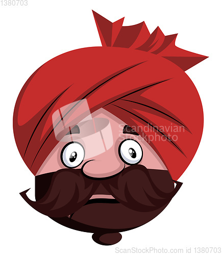 Image of Man with turban is feeling afraid, illustration, vector on white