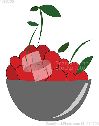 Image of Bowl full of fresh cherries vector illustration 