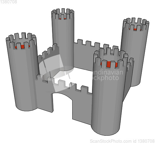 Image of Small fort gate vector or color illustration