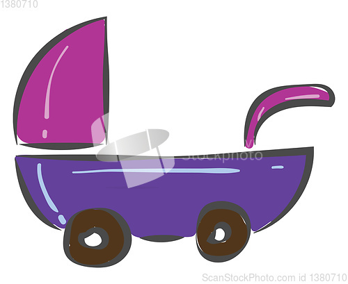 Image of A colorful baby stroller vector or color illustration