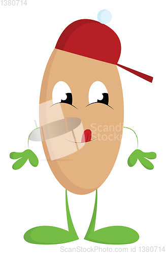 Image of Cartoon funny monster in a red hat vector or color illustration