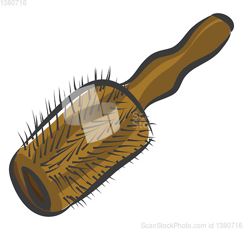 Image of Brown round hair brush  vector illustration on white background