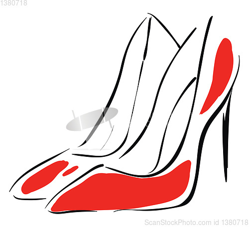 Image of Pair of red high heel shoes illustration basic RGB vector on whi