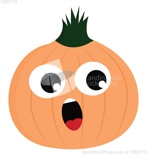 Image of Emoji of a surprised onion, vector or color illustration. 