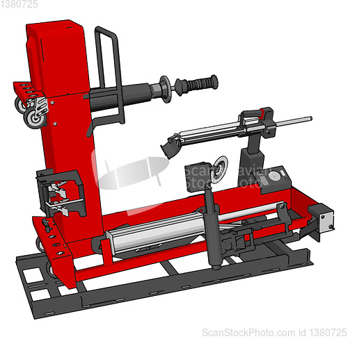 Image of Vector illustration of  a red bore lathe white background