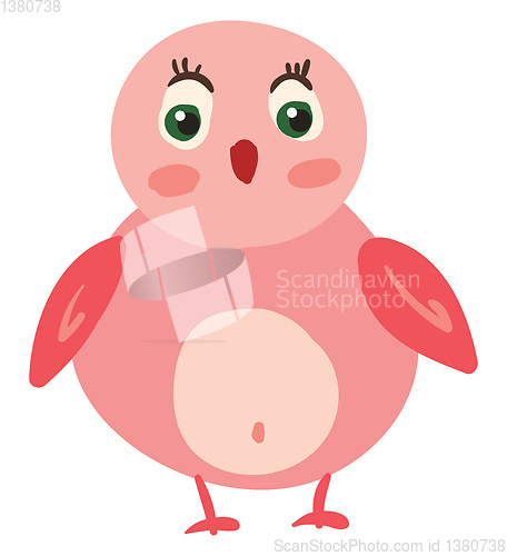 Image of A small surprised pink bird vector or color illustration