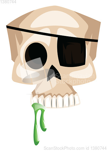 Image of White scull with eye patch vector illustration on white backgrou