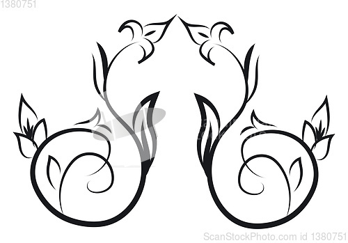 Image of Black floral design illustration vector on white background
