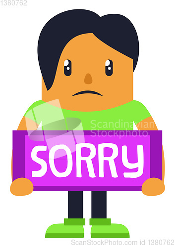 Image of Man apologising, illustration, vector on white background.