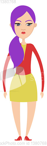 Image of Girl with purple hair illustration vector on white background