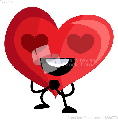 Image of Red heart with heart shaped eyes illustration vector on white ba