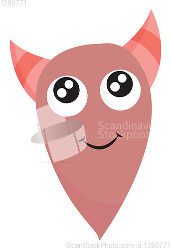 Image of A ugly pink monster with horns vector or color illustration