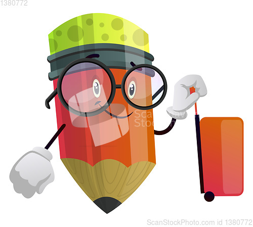 Image of Red pencil is ready to travel illustration vector on white backg