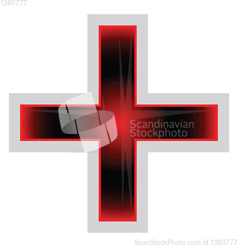 Image of Red and black Greek Cross vector illustration on a white backgro