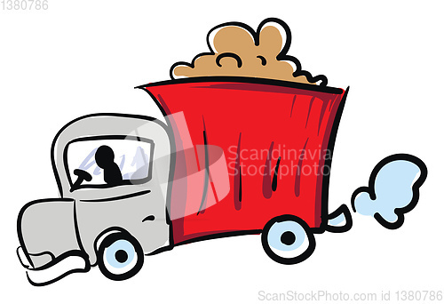 Image of Red truck illustration vector on white background 