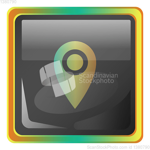 Image of Lockation grey square vector icon illustration with yellow and g