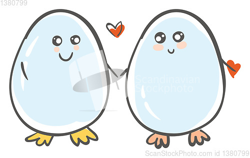 Image of love of two boiled eggs vector or color illustration