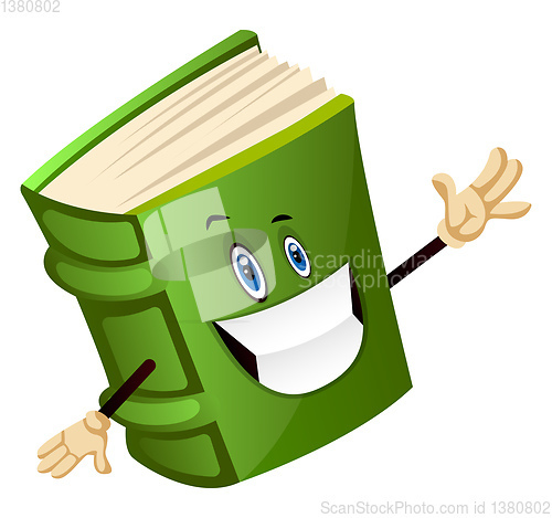 Image of Green book is cheerful, illustration, vector on white background