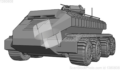 Image of 3D vector illustration on white background of a gray armoured mi