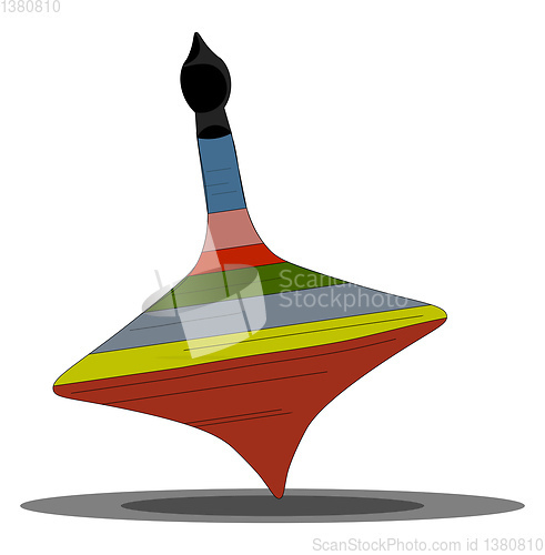 Image of Clipart of a colorful spinning top set on isolated white backgro