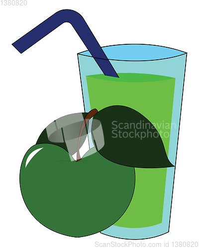Image of Healthy apple juice vector or color illustration