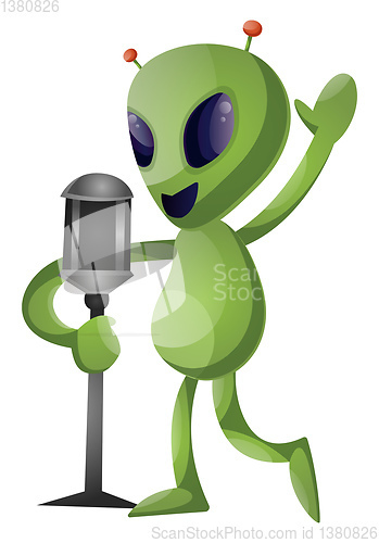 Image of Singing alien, illustration, vector on white background.