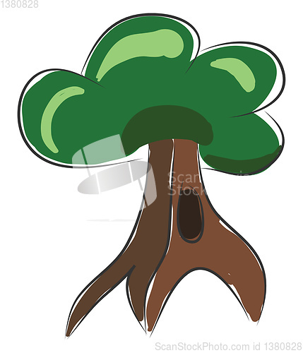 Image of Doodle of forest tree illustration color vector on white backgro