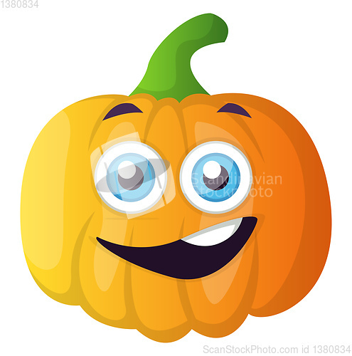 Image of Happy little orange pumpkin illustration vector on white backgro