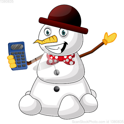 Image of Snowman with digitron illustration vector on white background