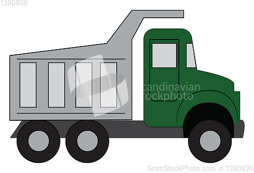 Image of Simple vector illustration of a green truck white background 