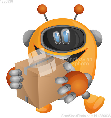 Image of Robot as a delivery guy illustration vector on white background