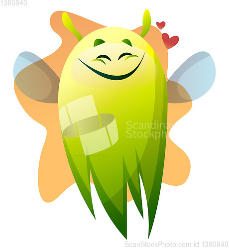 Image of Smiling cartoon green monster vector illustartion on white backg