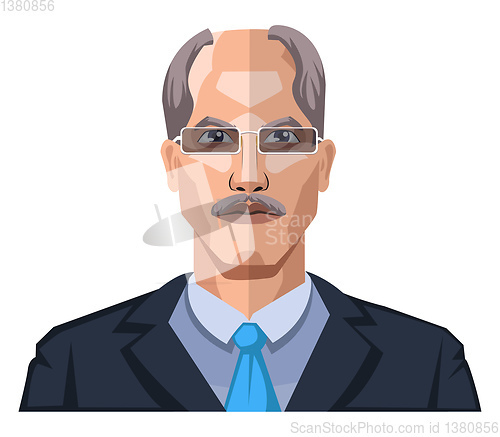 Image of Older man with mustaches wearing glasses illustration vector on 