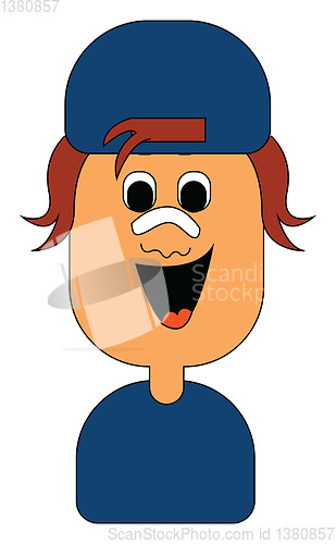 Image of Image of a boy wearing blue t -shirt, vector or color illustrati