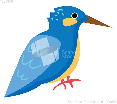 Image of A bright blue bird with long sharp bill vector color drawing or 