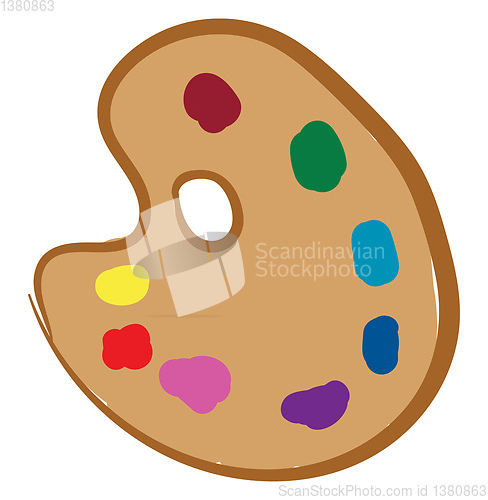 Image of Cartoon picture of a palette holding multiple paints vector or c