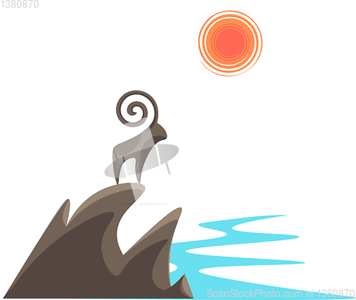 Image of A stone sculpture of a wild sheep vector or color illustration