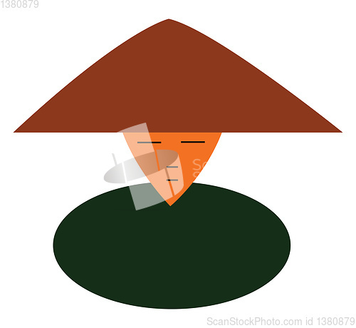 Image of Asian man with paddy hat vector or color illustration