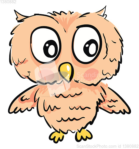 Image of Cute owl with big eyes vector illustration on white background