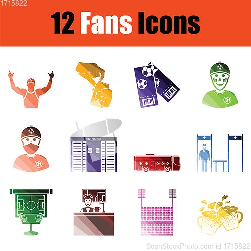 Image of Soccer fans icon set