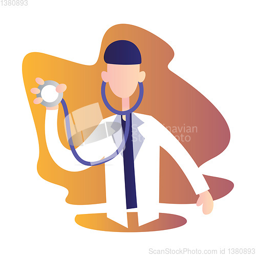 Image of Male doctor holding stetoscope vector character illustration on 