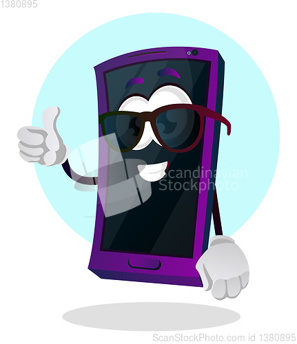 Image of Mobile with a thumb up illustration vector on white background