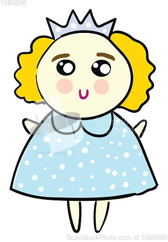 Image of Cute illustration of a princess in a baby blue dress vector illu