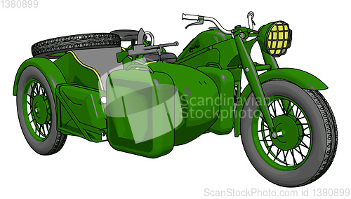 Image of 3D vector illustration on white background  of a military motorc