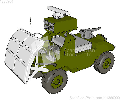 Image of 3D vector illustration on white background of a military missile