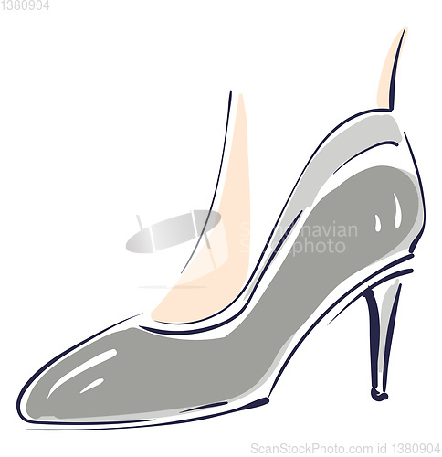 Image of Gray women shoes on high heel illustration color vector on white