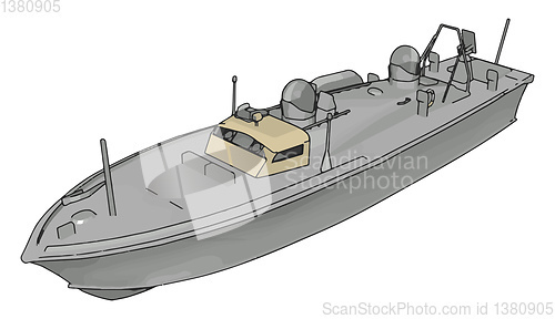 Image of 3D illustration of a white army ship vector illustration on whit